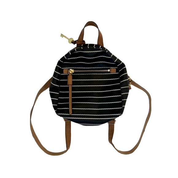 Fossil Handbags - Fossil Black & White Heart Stripes Megan Backpack